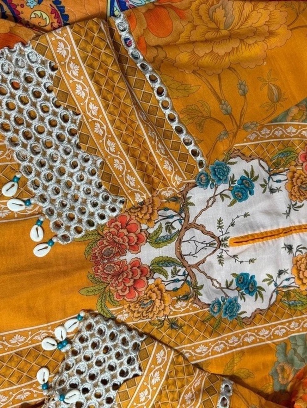 Floral Embroidered Kurta in Orange Charizma Lown outfit original